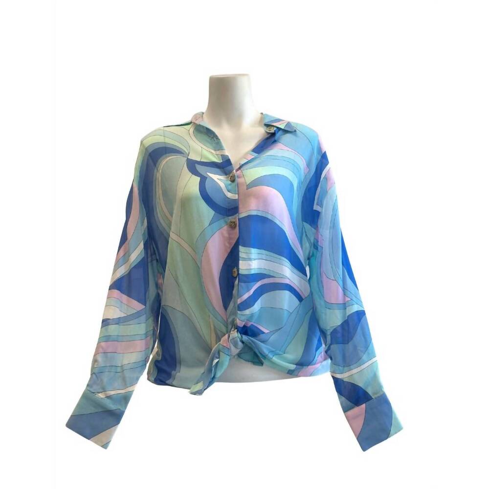 NEW CIN CIN women's solace button up shirt in dolce blue
